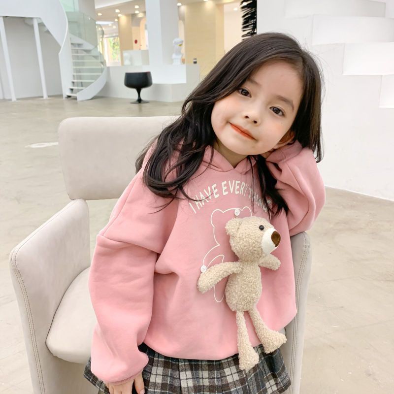 Bộ nỉ Gấu lót bông ấm - Dáng Hoodie phối đồ cực yêu