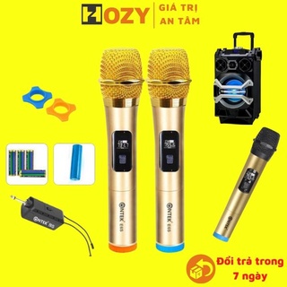 Bộ 2 micro Mic không dây hát Karaoke đôi, chuyên cho amply, loa kéo, hát gia đình Ontek E6,mic không dây