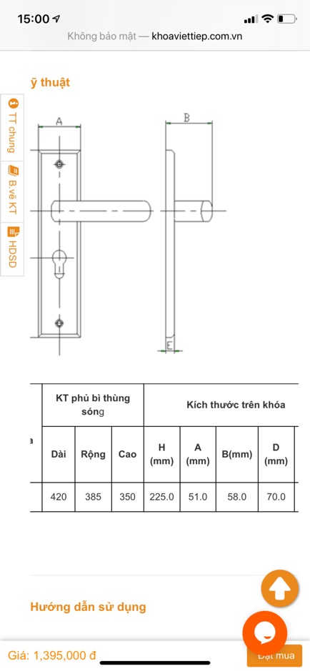 Khoá tay gạt thông phòng đồng Việt Tiệp 4277, 4278