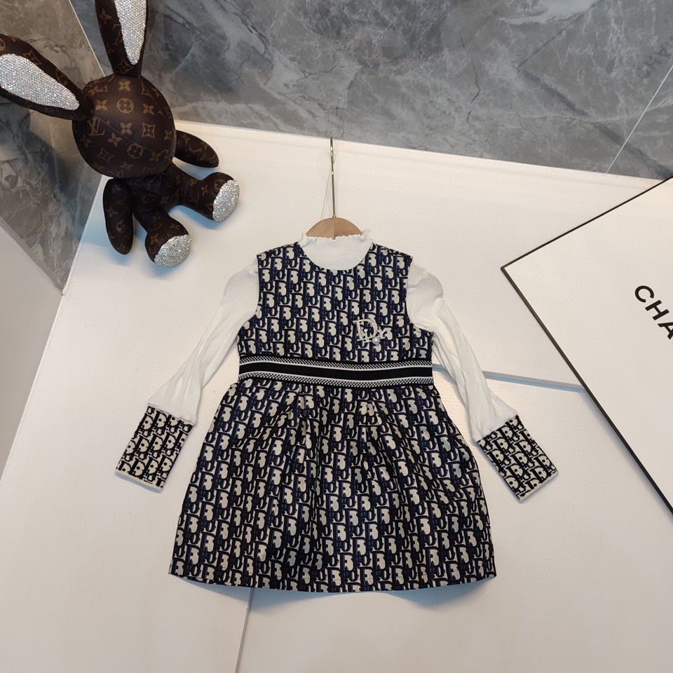 Không Có Nhãn Hiệu Trên Quần Áo1 Bộ Áo Tay Dài + Chân Váy Cotton Thời Trang Phương Tây Dành Cho Bé Gái