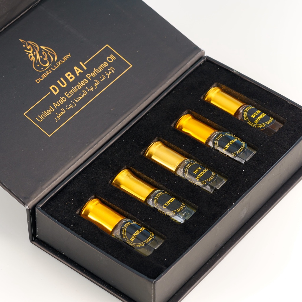 Set 5 chai tinh dầu nước hoa Dubai mini thơm nhẹ nhàng, cuốn hút