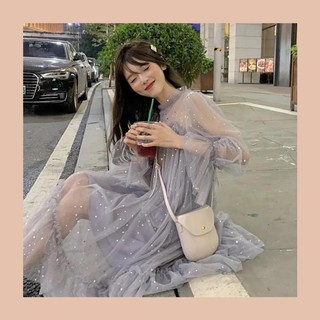 Váy Công Chúa Dài Tay Lấp Lánh Blink Blink, Đầm Suông Nữ Tính Trẻ Trung Dễ Thương ⚡