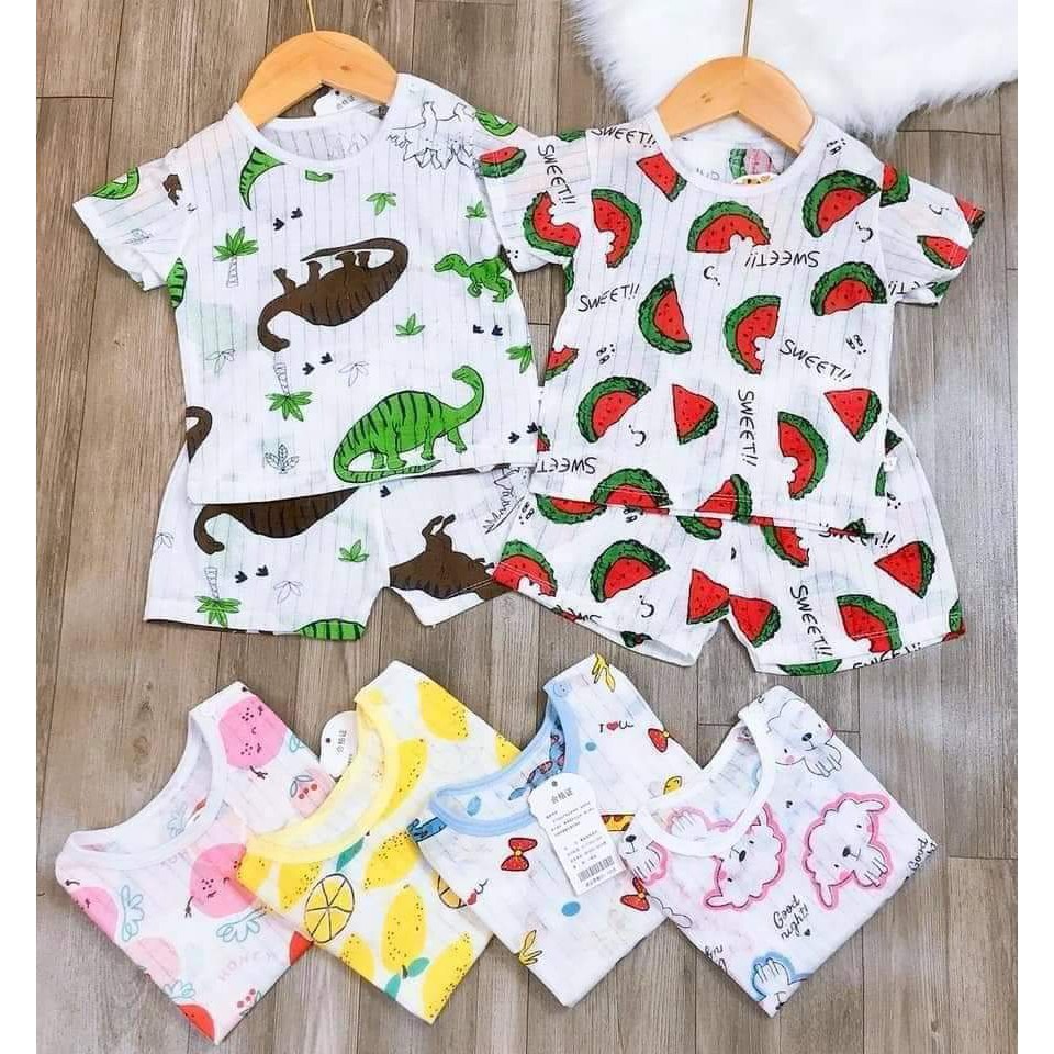 Bộ cotton cộc tay cho bé có màu bé trai và bé gái