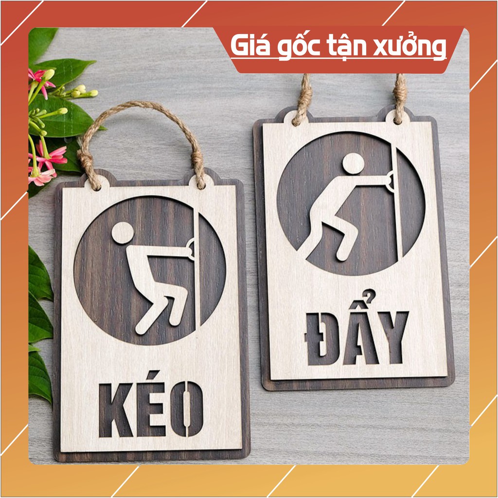 [#1 BÁN CHẠY] Bảng hướng dẫn Kéo đẩy treo cửa bằng gỗ cắt laser sử dụng trang trí shop, cửa hàng - Mẫu TP03