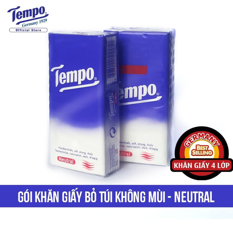 MUA 1 TẶNG 1 Lốc 10 Gói Khăn Giấy Tempo Bỏ Túi Không Mùi- 8 Tờ/Gói