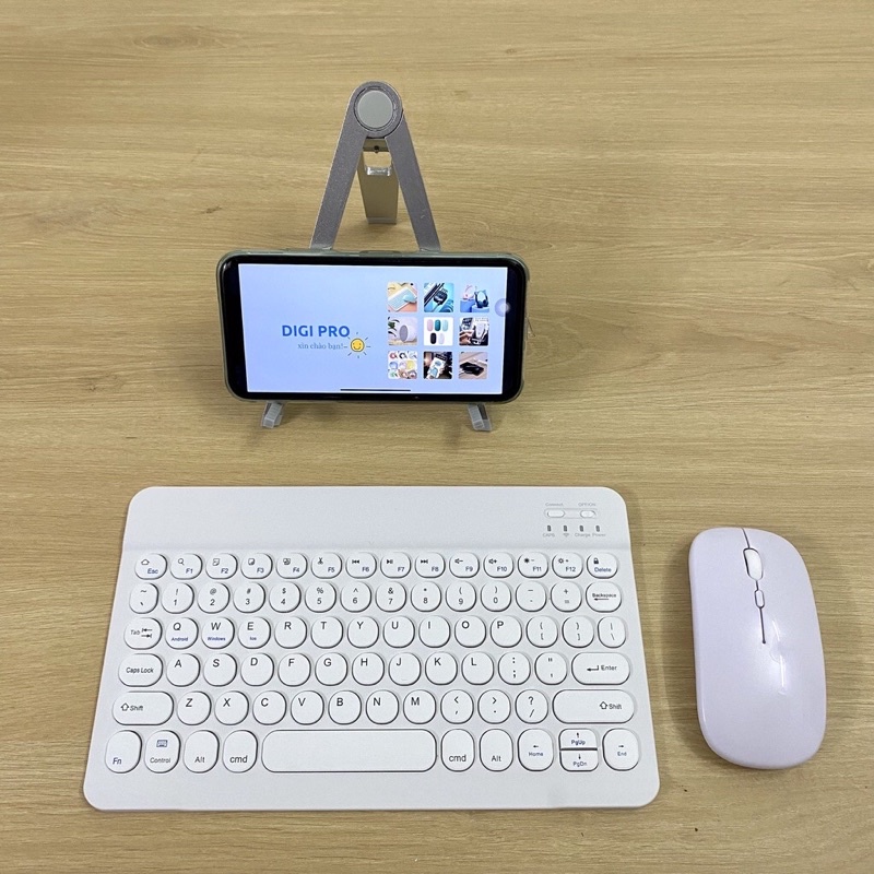 Combo chuột và bàn phím bluetooth không dây size mini cho , Laptop,  điện thoại Android pin sạc