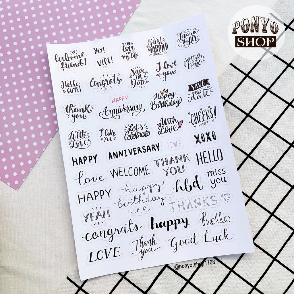 💗 Set 40 sticker 𝐁𝐞𝐬𝐭 𝐖𝐢𝐬𝐡𝐞𝐬 - Happy anniversary  trang trí sổ tay