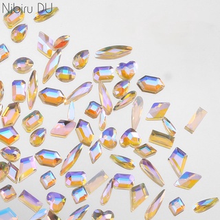 Bộ 50 Phụ Kiện Đá Trang Trí Móng Tay Màu Tím Sâm Banh