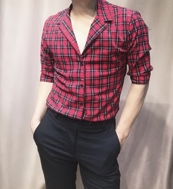 Sơ mi tay lỡ cổ pijama