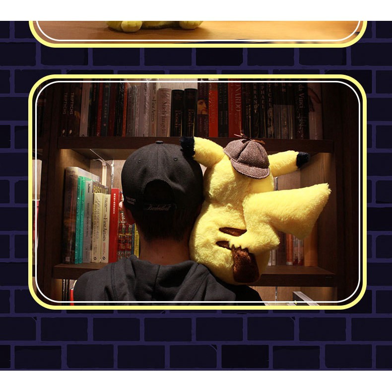 Thú Nhồi Bông Hình Thám Tử Pikachu 28cm Dễ Thương