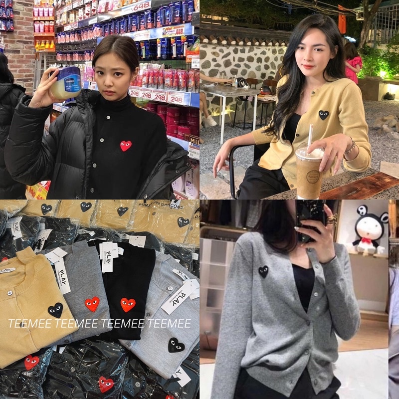 Áo cardigan len tim (ảnh thật)