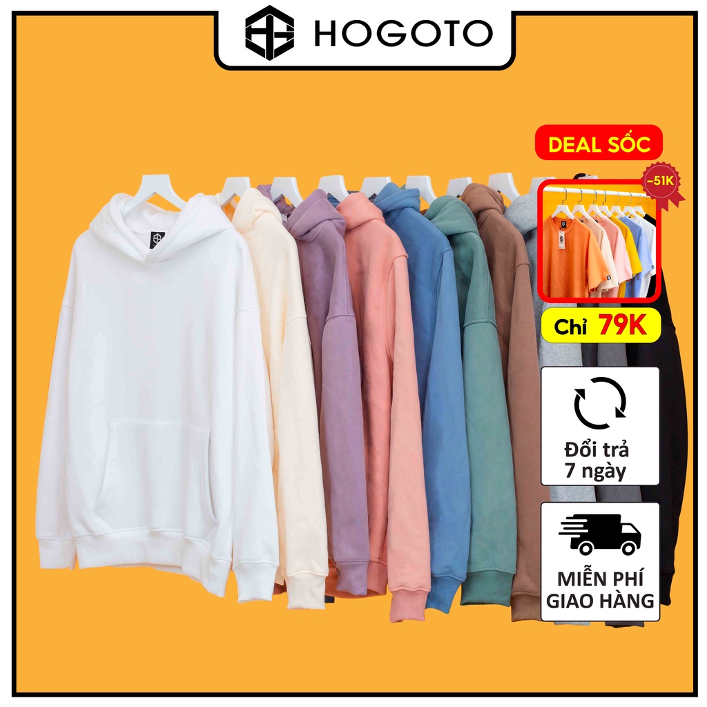 Áo Nỉ Hoodie TRƠN nỉ bông Hogoto shop , áo nỉ unisex nam nữ chất liệu cotton