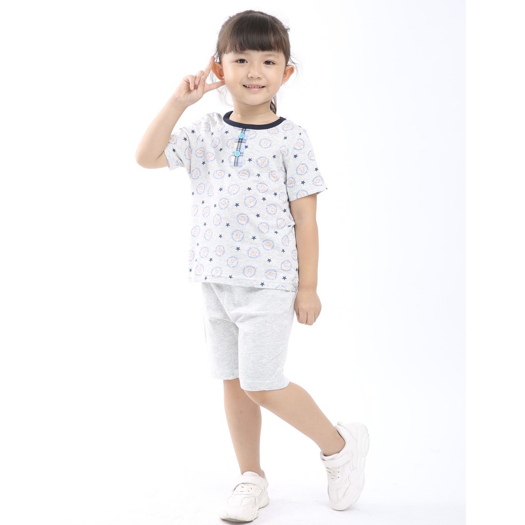 Bộ cotton cộc tay I-MONG xuất Hàn cho bé. HA0637 (2 màu)