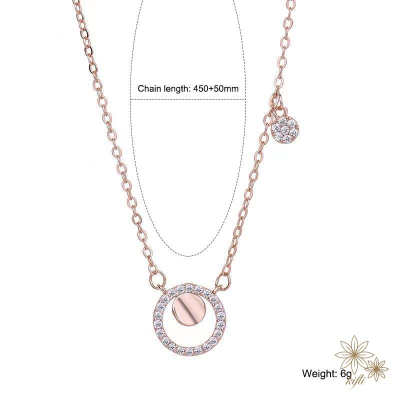 Niche Vòng cổ Mặt Đĩa Nhỏ Đính Kim Cương Sang Trọng Nhẹ Nhàng