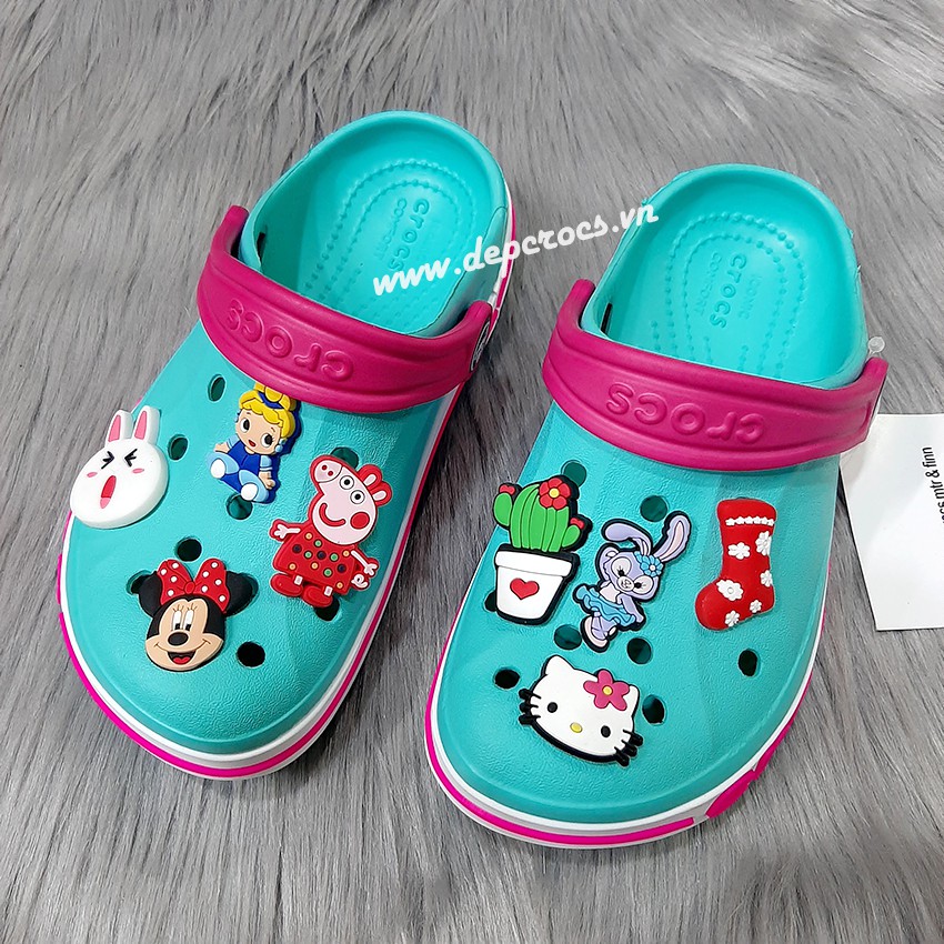 Dép cross cho bé trai và bé gái từ 2 tuổi đến 14 tuổi màu xanh than và xanh ngọc