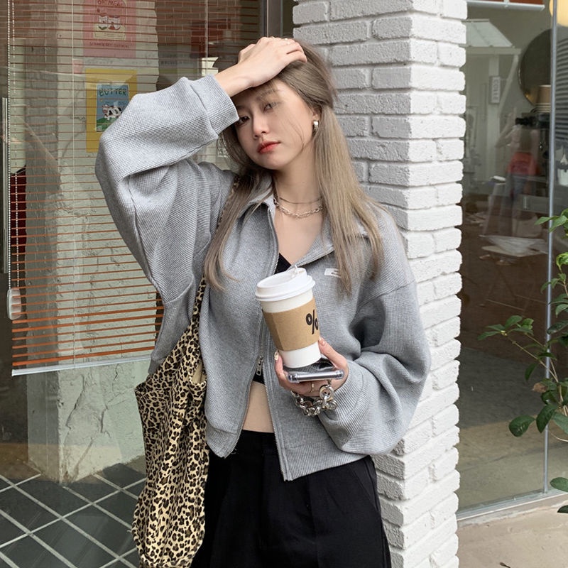 Áo khoác sweater mỏng dáng ngắn thời trang xuân thu dành cho bạn nữ 2021