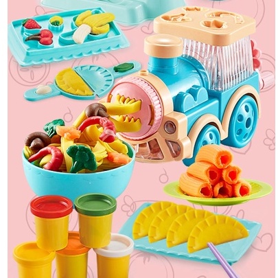 Máy làm mì đồ chơi plasticine không độc hại bùn màu cho trẻ em bộ công cụ khuôn máy làm đồ ăn đất sét Nhạc Đèn Chạy Pin