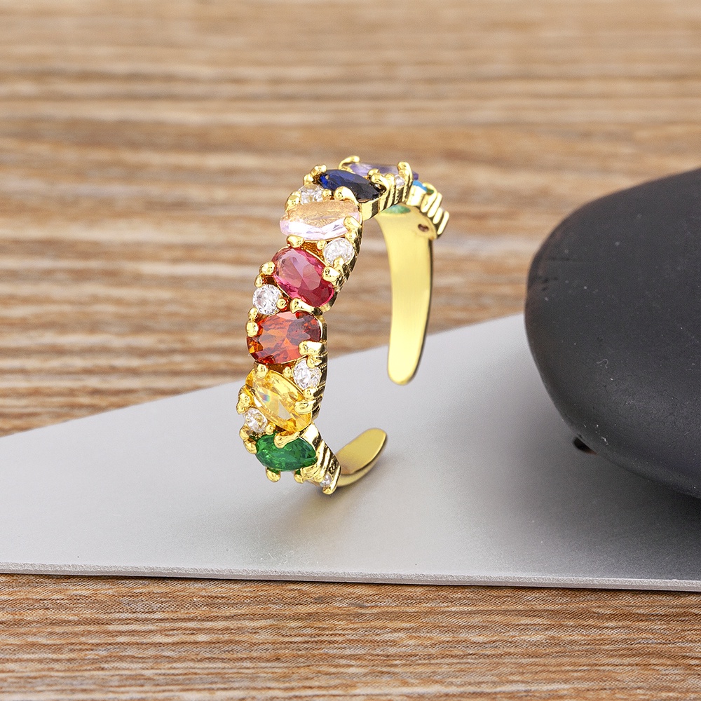 Nhẫn Nữ Đính Đá Zircon Nhiều Màu Sang Trọng