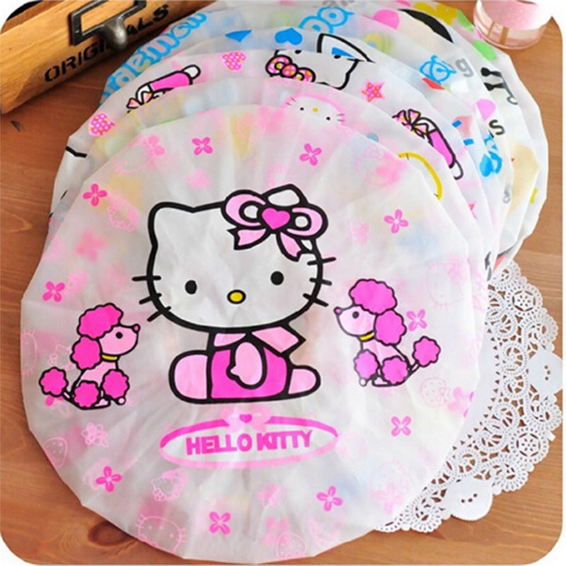 Bộ 2 Mũ Trùm Tóc Chống Thấm Nước Họa Tiết Hoạt Hình Dễ Thương