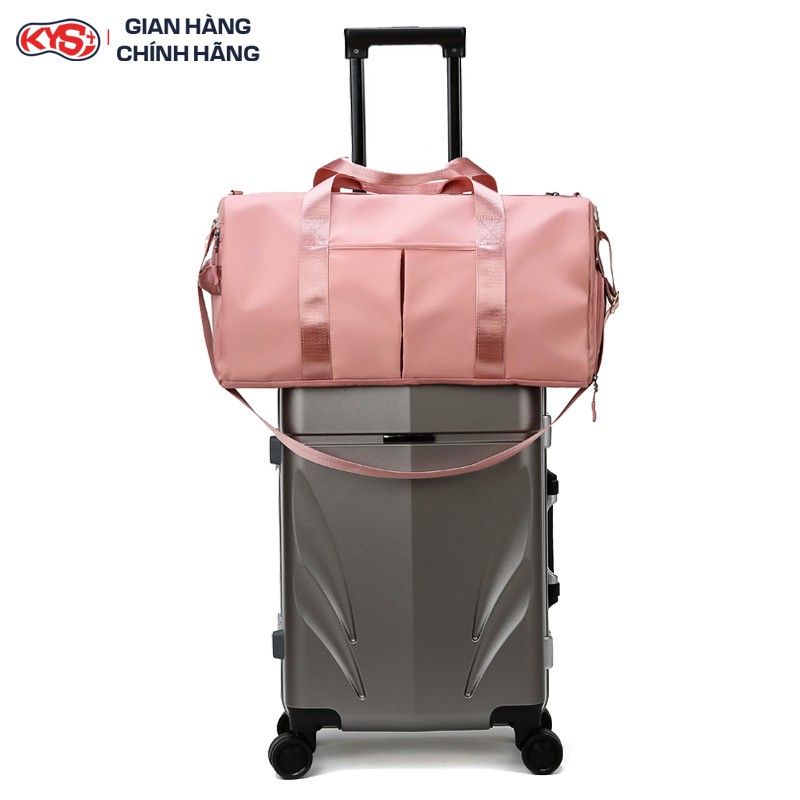 Túi du lịch đa năng KYS - Có ngăn để giày - Chống nước tuyệt đối - Size lớn - Màu hồng / đen