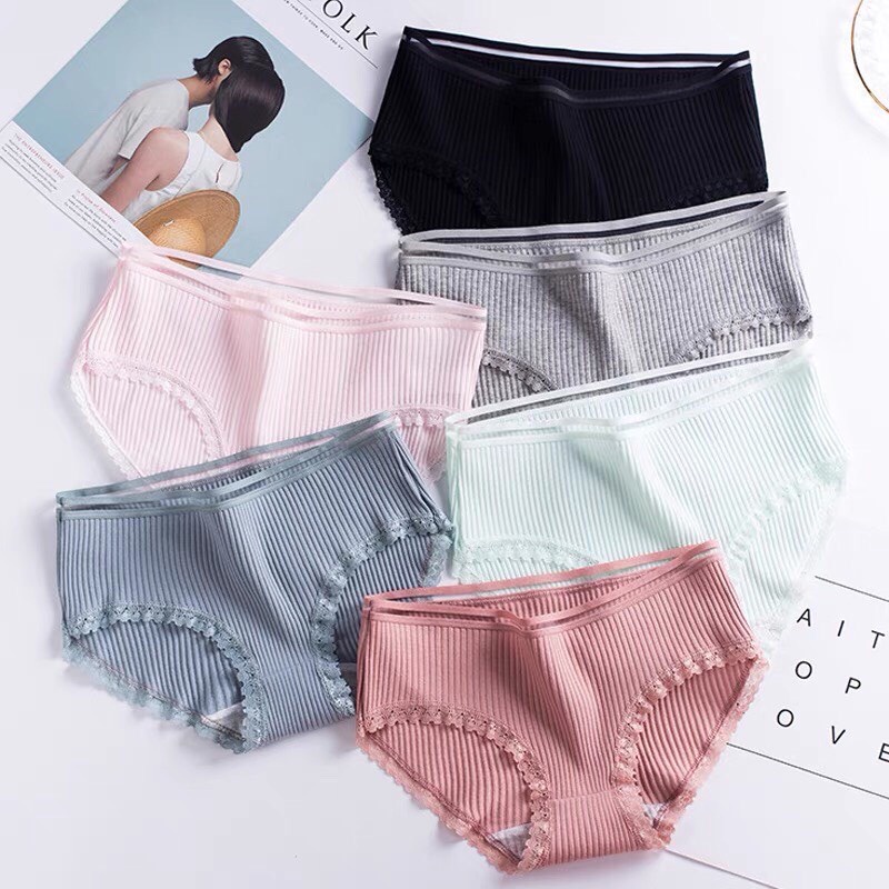 Quần Lót Nữ Cotton Gân Tăm Cạp Lưới Phối Viền Ren Điệu Đà Quyến Rũ Mã Ql95 PINK STORE | BigBuy360 - bigbuy360.vn