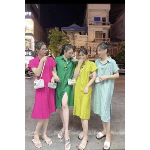 (Bán sỉ) Váy sơ mi chất đũi mịn mát đủ máu dáng suông kèm ảnh thật trải sàn LOLLA FASHION