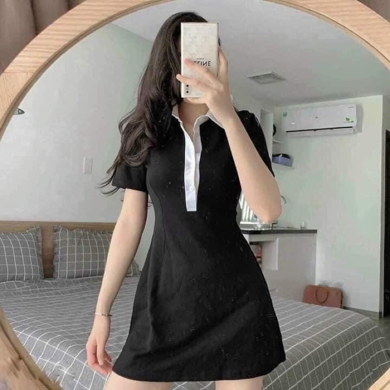 Đầm Polo Ngắn Tay Phối Viền Cổ Sơ Mi - VN17