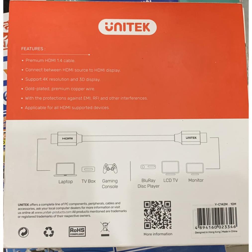 Dây Cáp HDMI 1.4 10m,15 mét Unitek YC 142 4K DÂY TRÒN (HÀNG CAO CẤP)