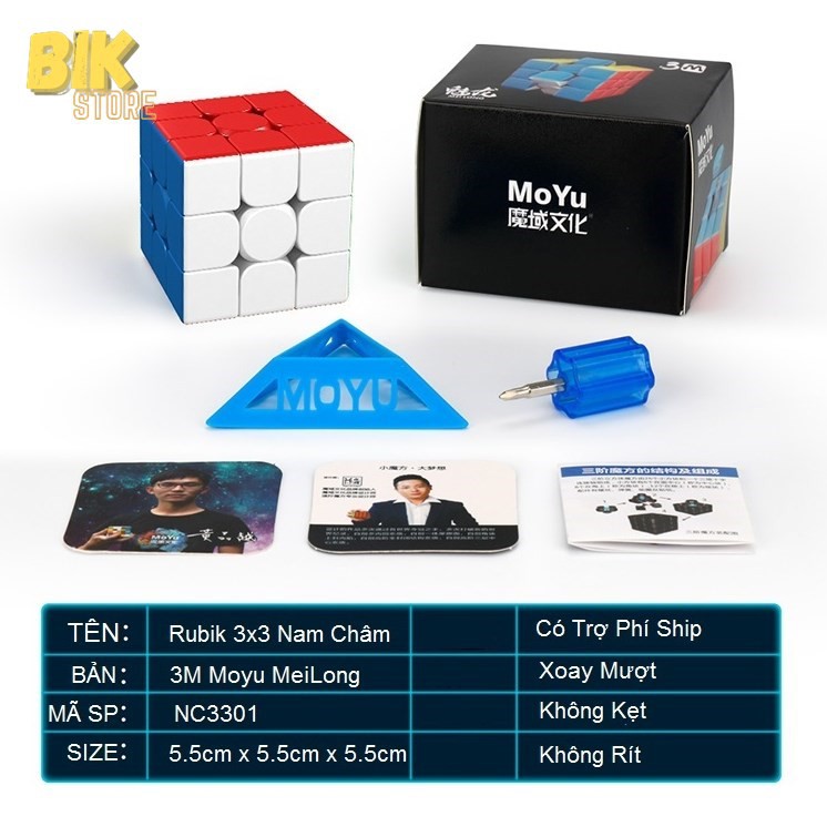 Rubik 3x3 Nam Châm MoYu Giá Rẻ MeiLong 3M Có Nam Châm Sẵn - NC3301