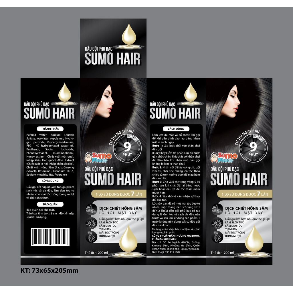 ✔️️️Dầu gội lược phủ bạc Sumo Hair - Chai 200ml - Chỉ mất 9 phút lấy lại ngay mái tóc đen mượt trẻ trung. Nhuộm đen tóc