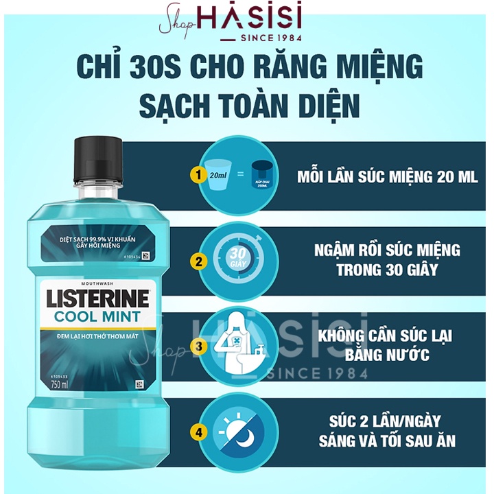 NƯỚC SÚC MIỆNG LISTERINE - Cool Mint (xanh ngọc)