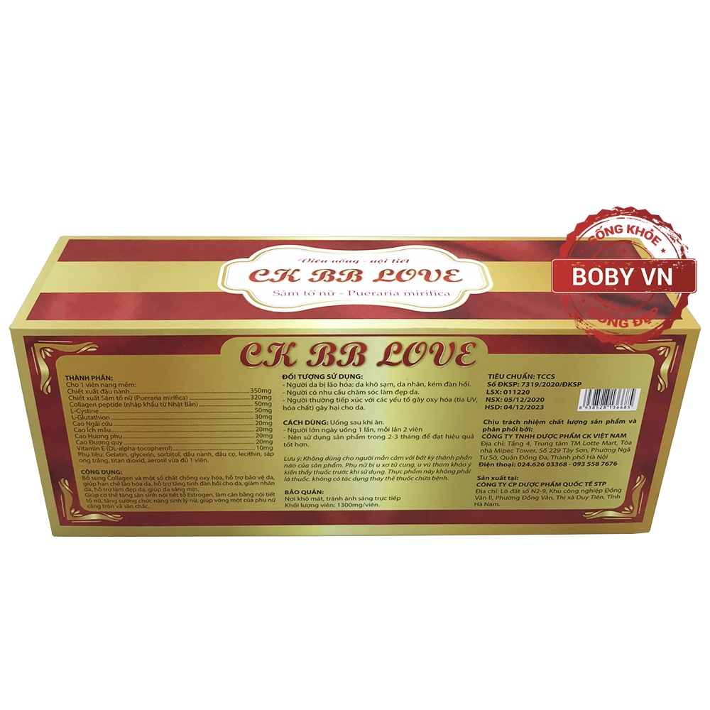 CK BB LOVE viên uống nội tiết tố - Sâm tố nữ - Pueraria mirifica (3 lọ x 15 viên)