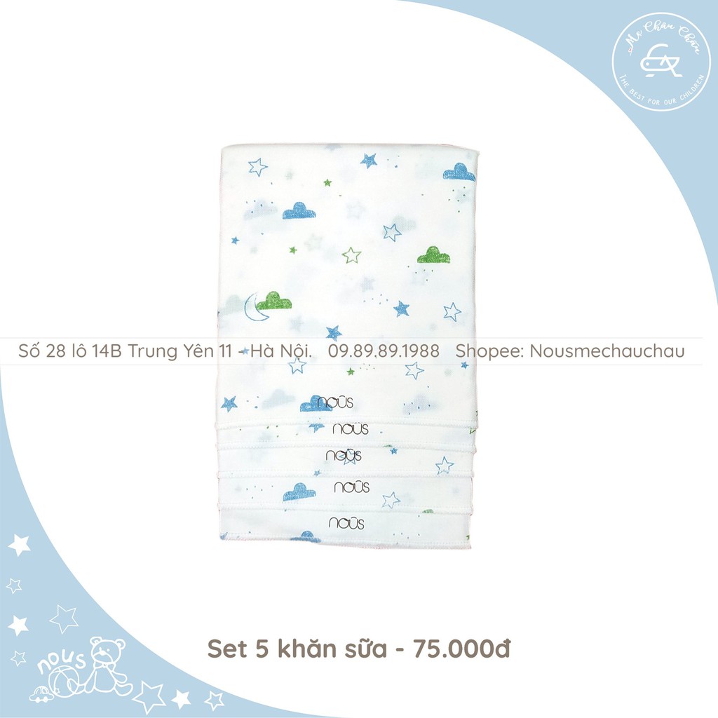 Set 5 Khăn Sữa Mây Trăng Xanh NOUS