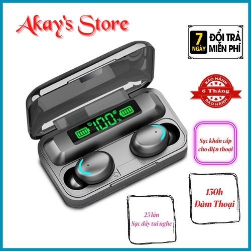 Tai Nghe Bluetooth 5.1 Amoi F9 Akay’s Store Bản Quốc Tế Cao Cấp, Cảm Biến Vân Tay, Kiêm Sạc Dự Phòng, hàng chính hãng.