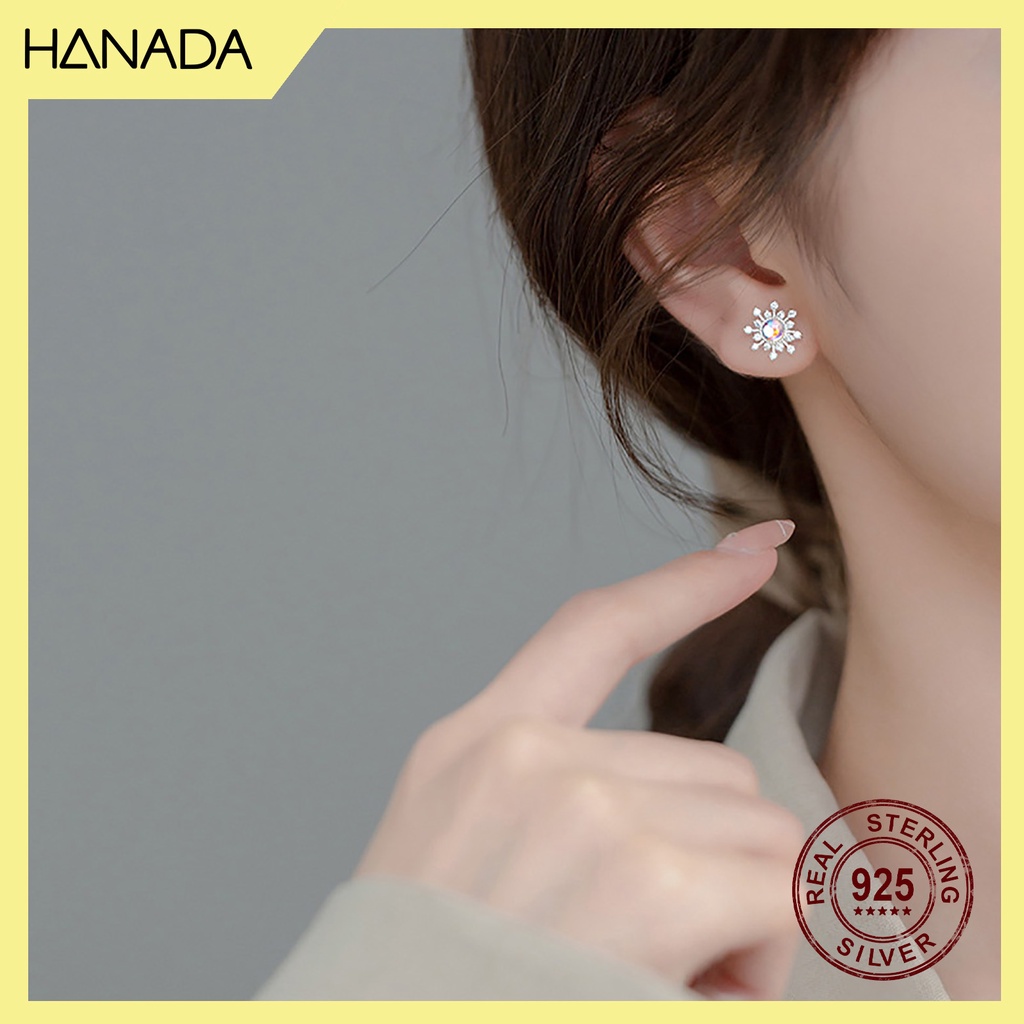 Bông Tai Bạc 925 Hanada Sao Đá Bất Đối Xứng 0376 E13