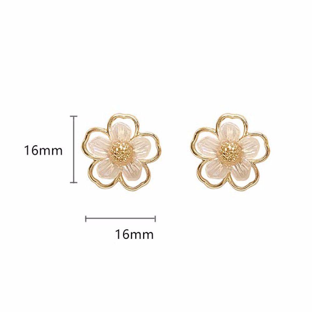 Bông Tai Hình Hoa Màu Trắng Ngọt Ngào Dễ Thương Cho Nữ|Bông Tai Kim Loại Nhiều Màu Sắc