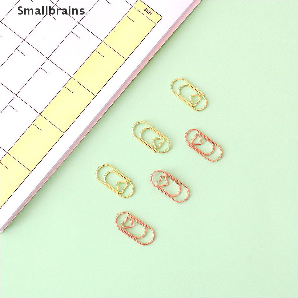 Set 50 Kẹp Giấy Kim Loại Màu Vàng Hồng Hình Trái Tim