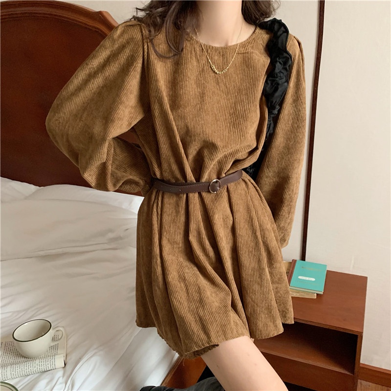 Đầm nhung PERTY dáng ngắn phong cách Hàn Quốc thời trang mùa thu cho nữ