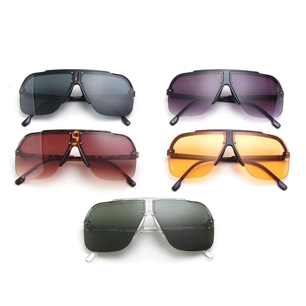 Kính Mát Nửa Gọng Vuông Họa Tiết Da Báo Màu Đen Kiểu Hàn Quốc Cổ Điển WMES15H