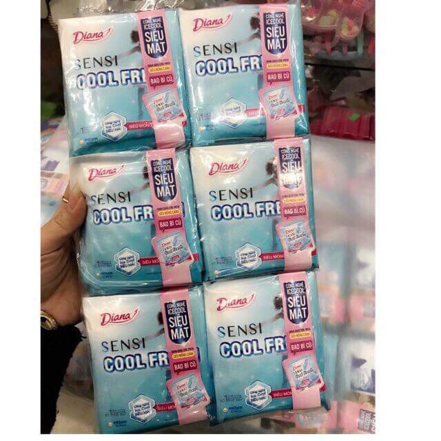 [ Combo] 6 gói Băng vệ sinh Diana Sensi Cool Fresh siêu 8m/ 1 gói ( có cánh )