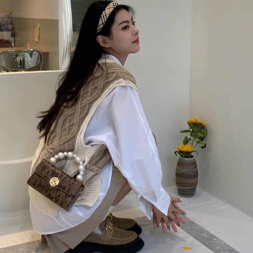 Set Áo Thun Dài Tay Cổ Tròn + Áo Len Cộc Tay Cổ Tròn Thời Trang Nữ