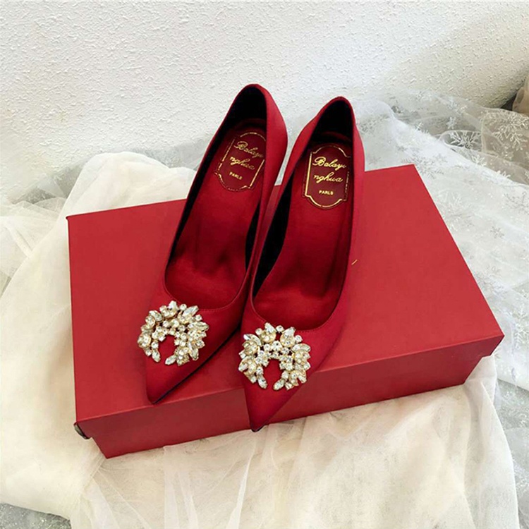Giày cao gót đế nhọn đính hạt đá kim cương mũi nhọn dành cho nữ Lanceshoes