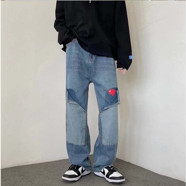 Quần Jeans Dài Màu Sắc Retro Phong Cách Hàn Quốc Cho Nam