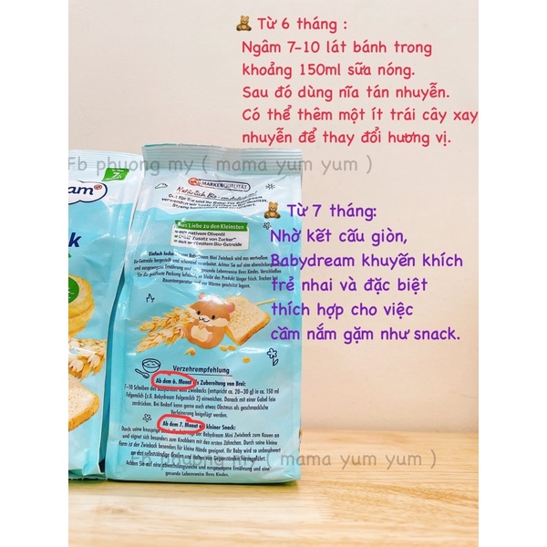 Date 3,5/2024 Bánh mì hữu cơ Babydream cho bé 7 tháng Đức