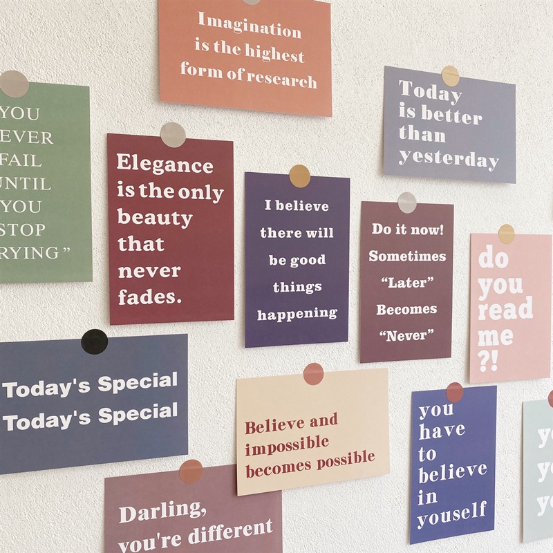 Postcard Set 15 13 Tấm Trang Trí Decor Tường Inspirational Quotes (Tặng Kèm Sticker Dán)