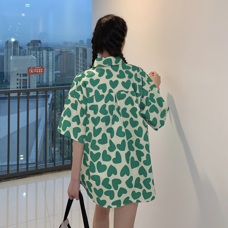 Áo sơ mi SUXI tay ngắn họa tiết in phong cách cổ điển