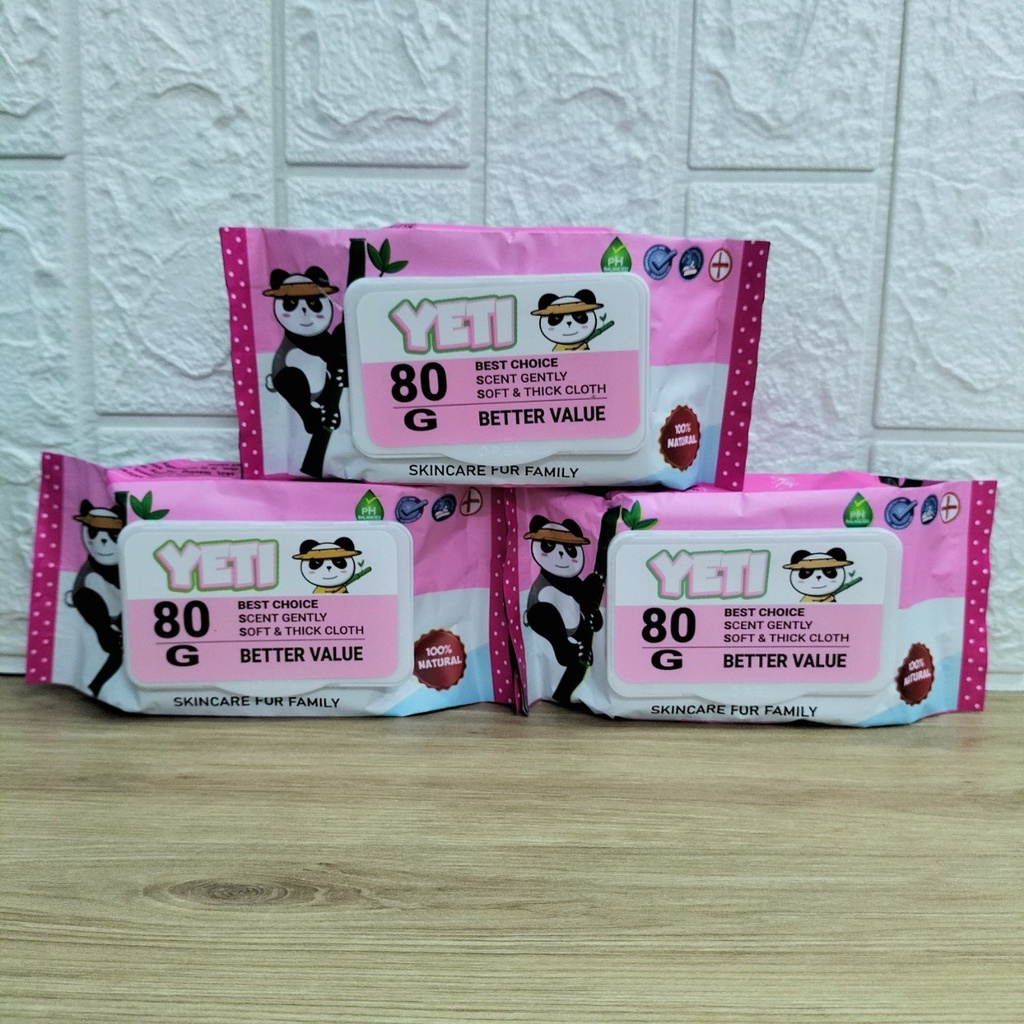 Combo 3 Bịch Khăn Giấy Ướt YeTi Thái Lan Không Mùi 80gr