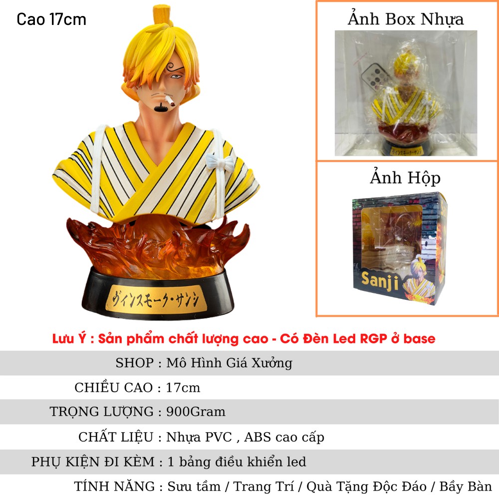 Mô hình One Piece Sanji Tượng Bán Thân + có Led RGB siêu đẹp , cao 17cm , figure anime one piece , mô hình giá xưởng