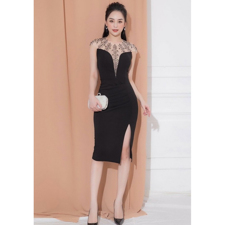 ĐẦM THUN THIẾT KẾ SÁT NÁCH XẺ LAI PHỐI LƯỚI CỰC SEXY (HÀNG CÓ NHIỀU SIZE)