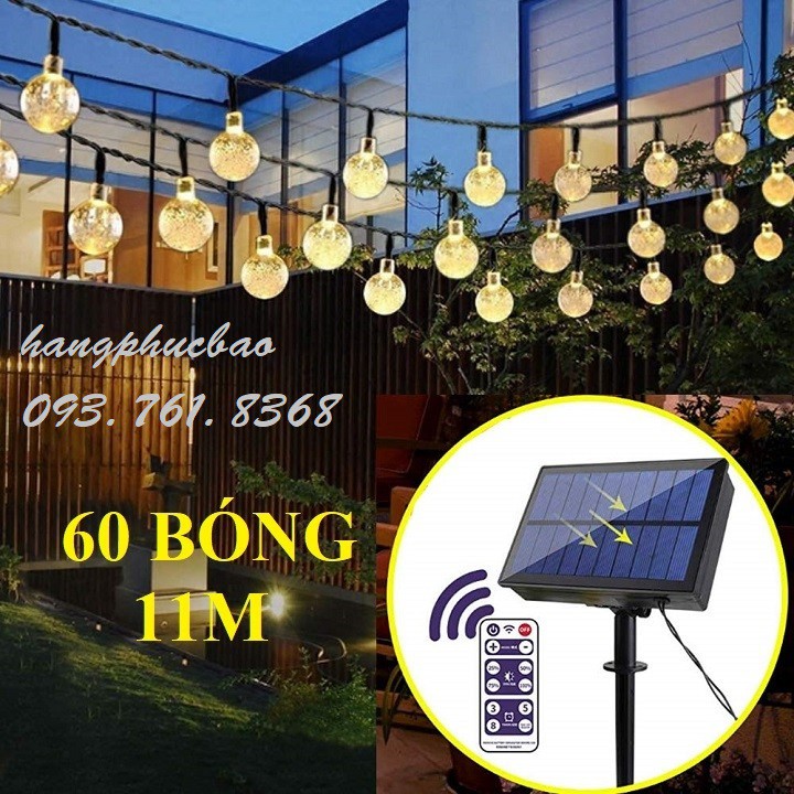 Đèn năng lượng mặt trời 60 bóng 11m 8 kiểu nháy 4 mức sáng